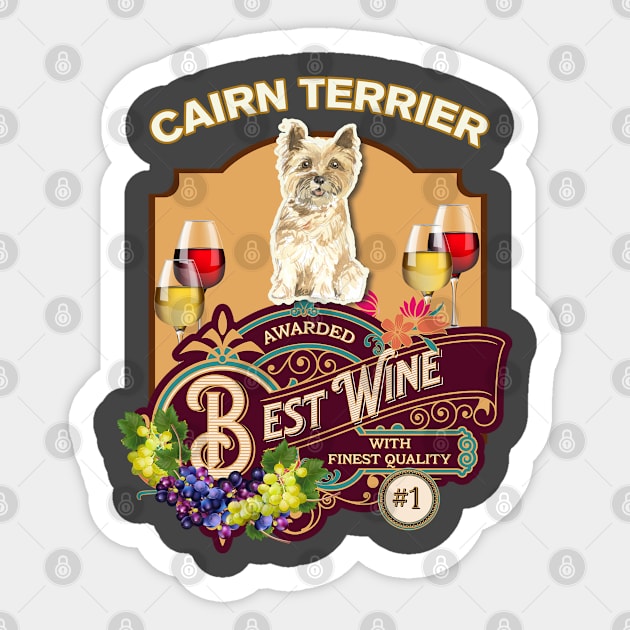 Cairn Terrier Best Wine - Dog Owner Wine Lover Gifts Sticker by StudioElla